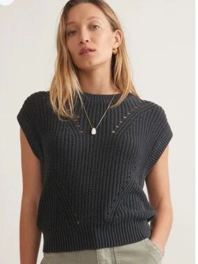 Marine Layer Ramona Sweater Vest - Charcoal Grey - S